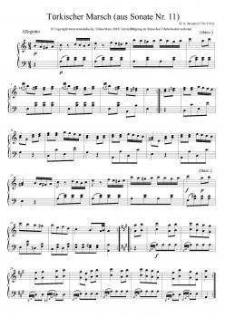 Tuerkischer Marsch Klaviernoten kostenlos